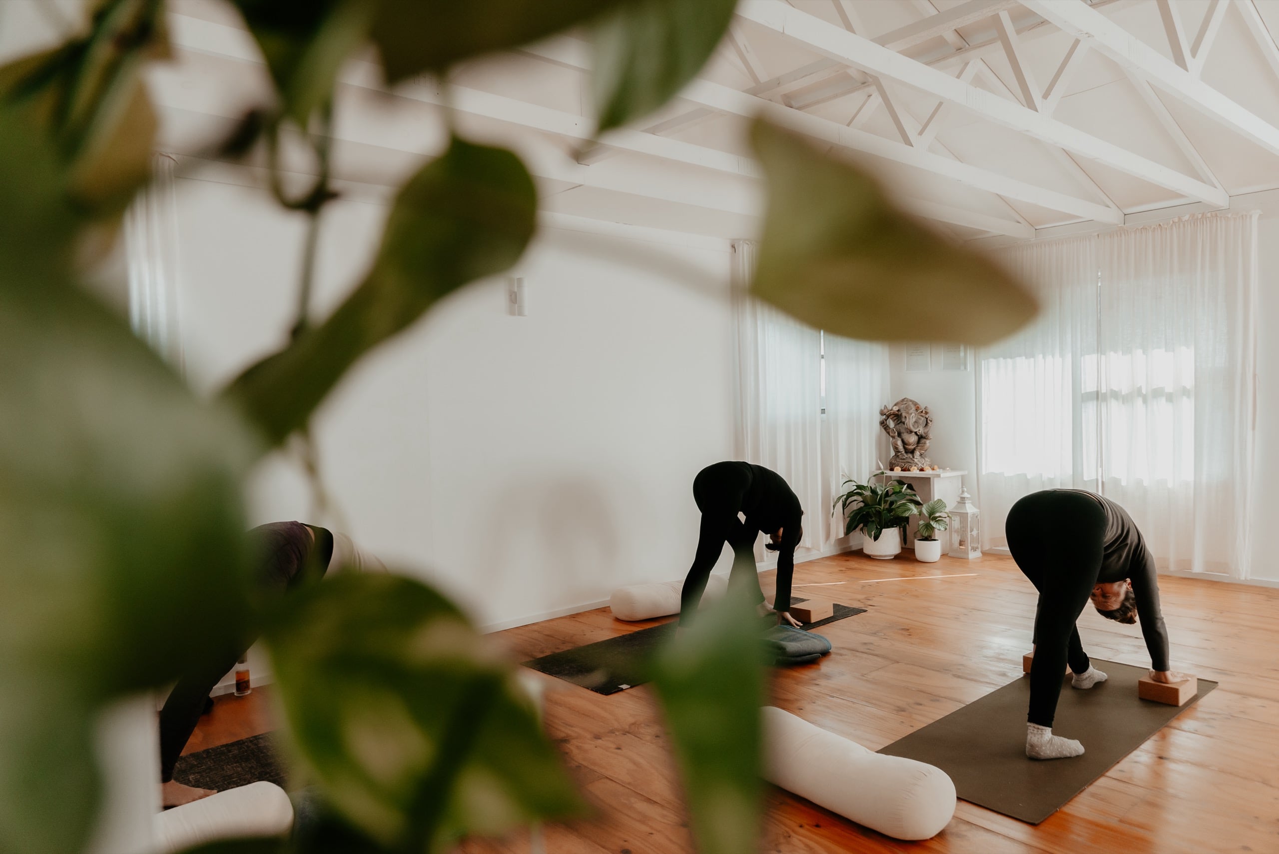 yoga class in process